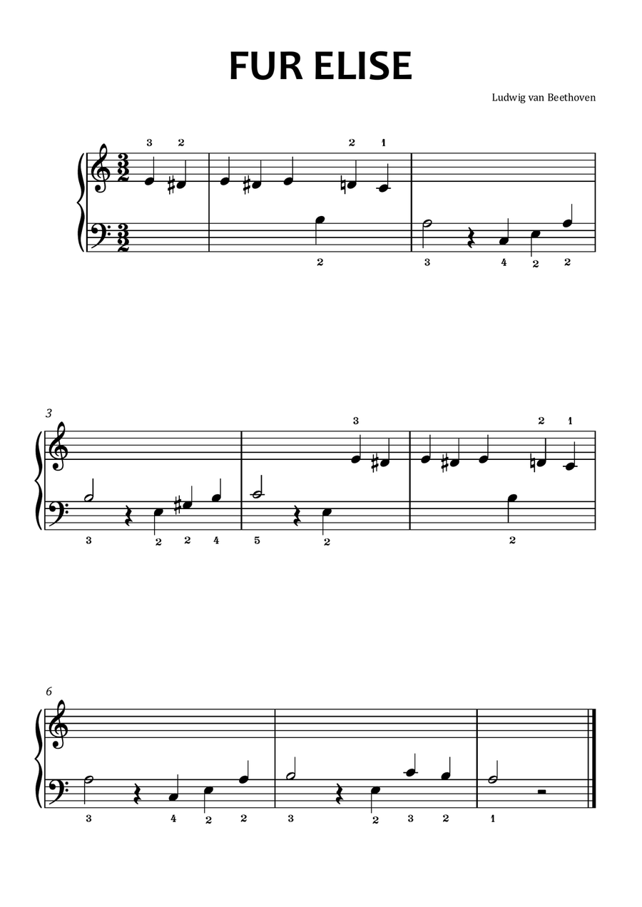 Fur Elise - Easy Piano Piano Method scores gallery preview page 1