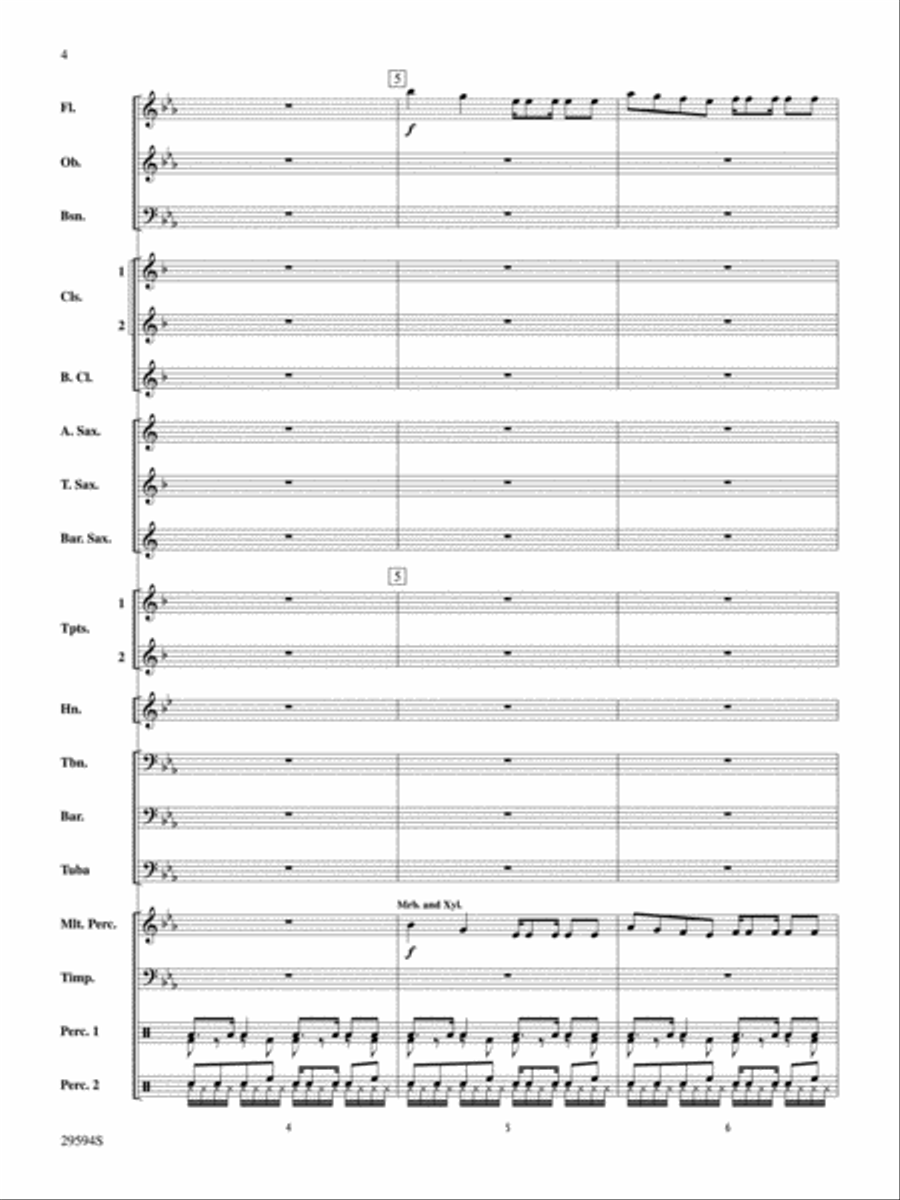 Swahili Folk Song (Bwana Awabariki) Concert Band scores gallery preview page 3