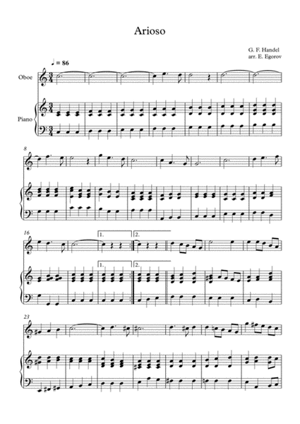 Arioso, George Frideric Handel, For Oboe & Piano image number null