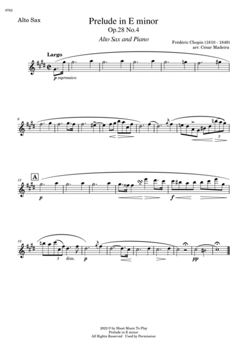 Prelude in E minor by Chopin - Alto Sax and Piano (Full Score and Parts) image number null