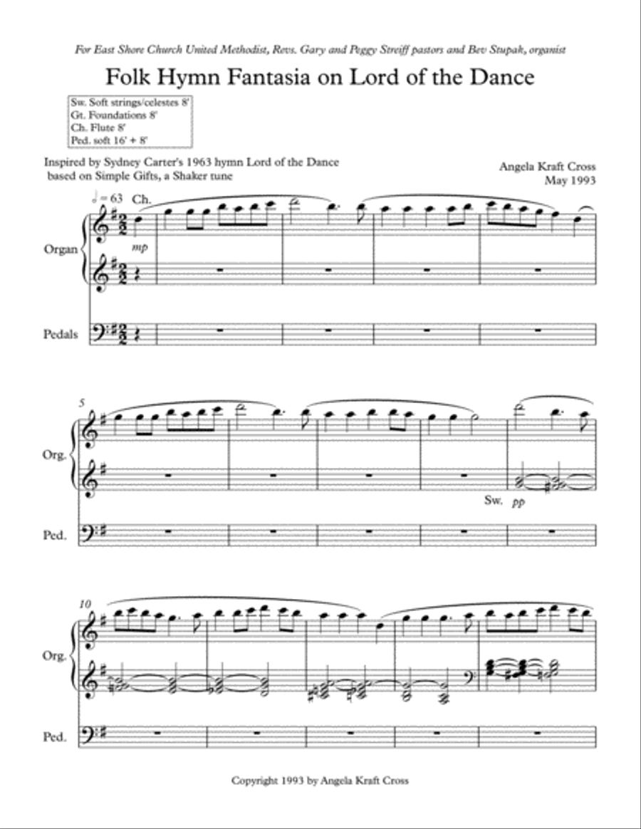 Folk Hymn Fantasia on Lord of the Dance Organ Solo scores gallery preview page 1