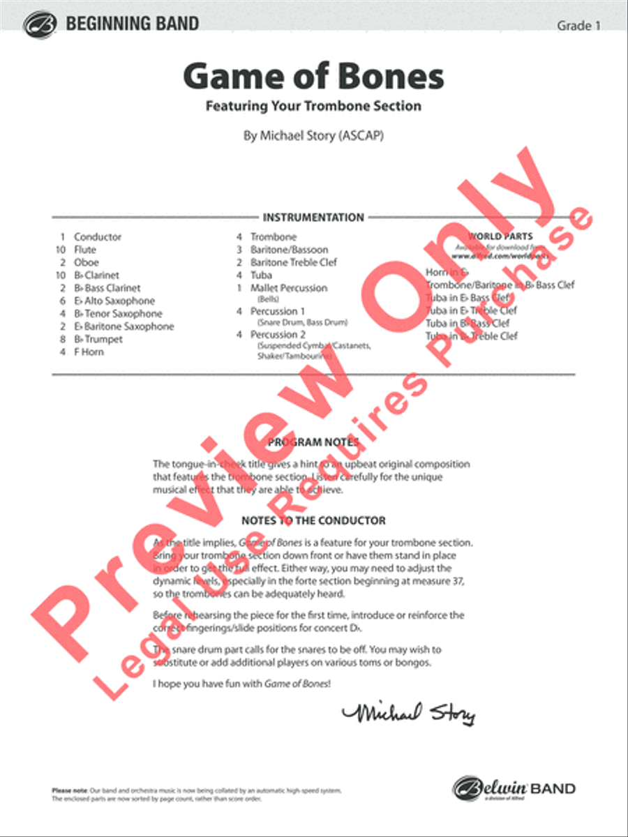 Game of Bones Concert Band scores gallery preview page 2
