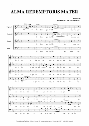 ALMA REDEMPTORIS MATER - G.P. Palestrina - Mottetto for SATB Choir - Score Only