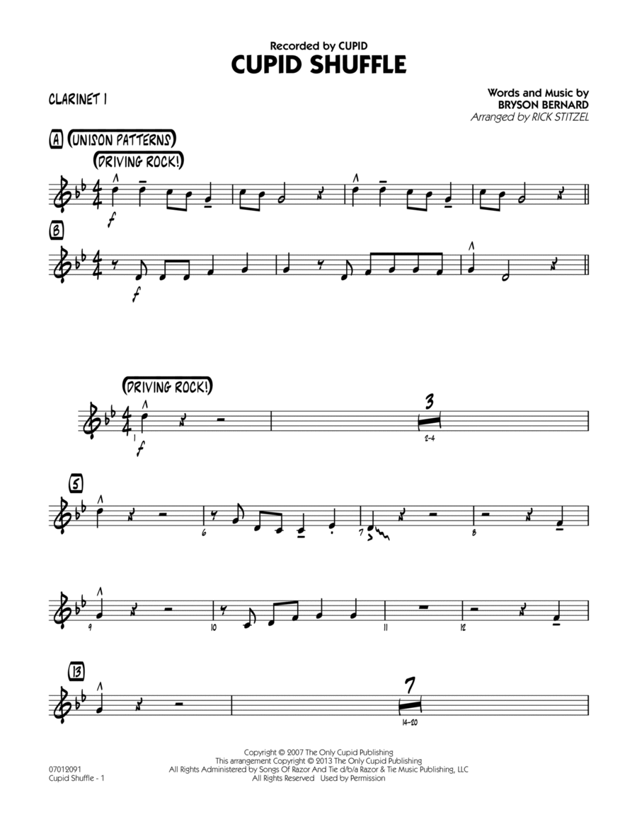 Cupid Shuffle - Bb Clarinet 1 Jazz Ensemble scores gallery preview page 1
