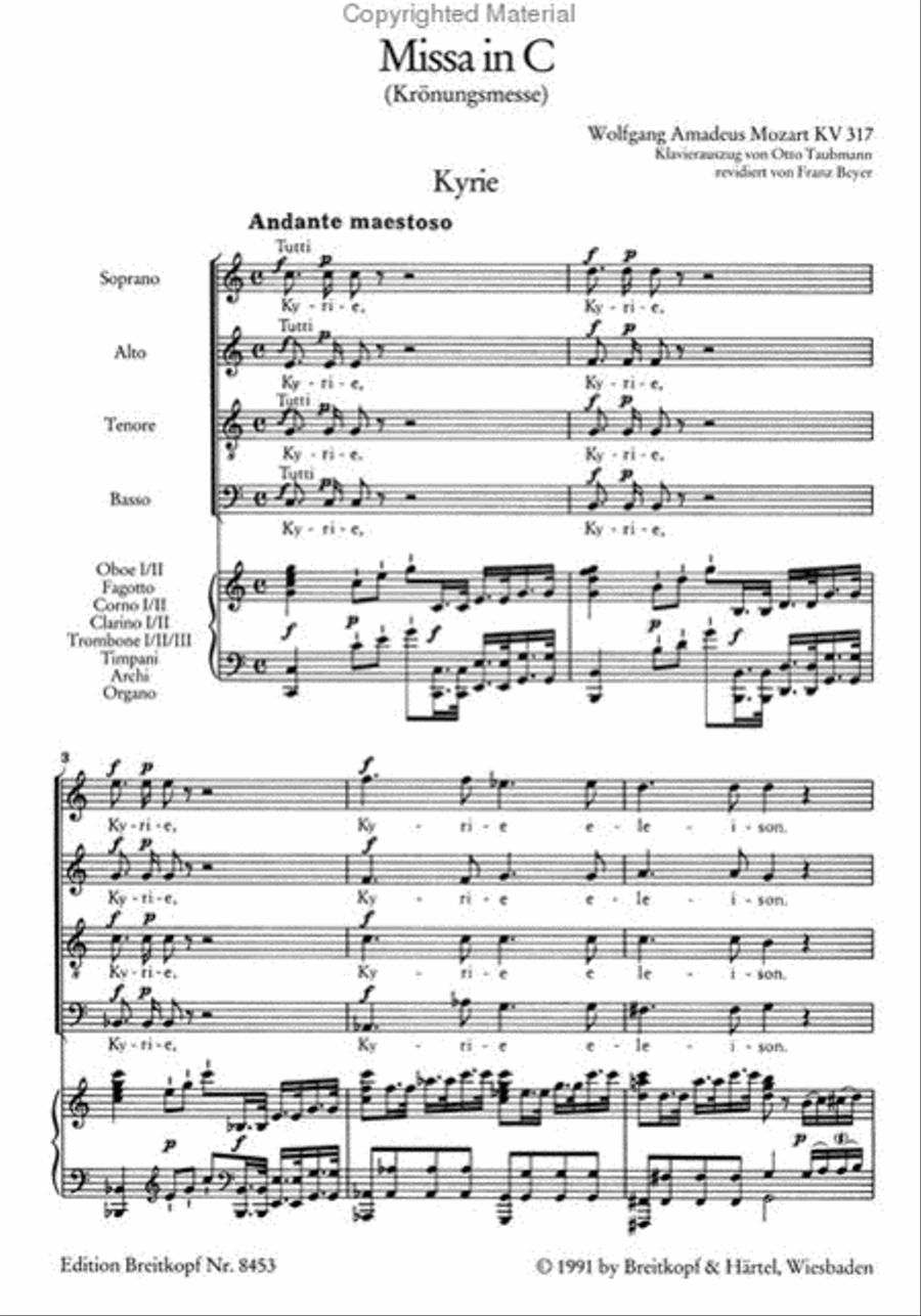 Missa in C K. 317 4-Part scores gallery preview page 2