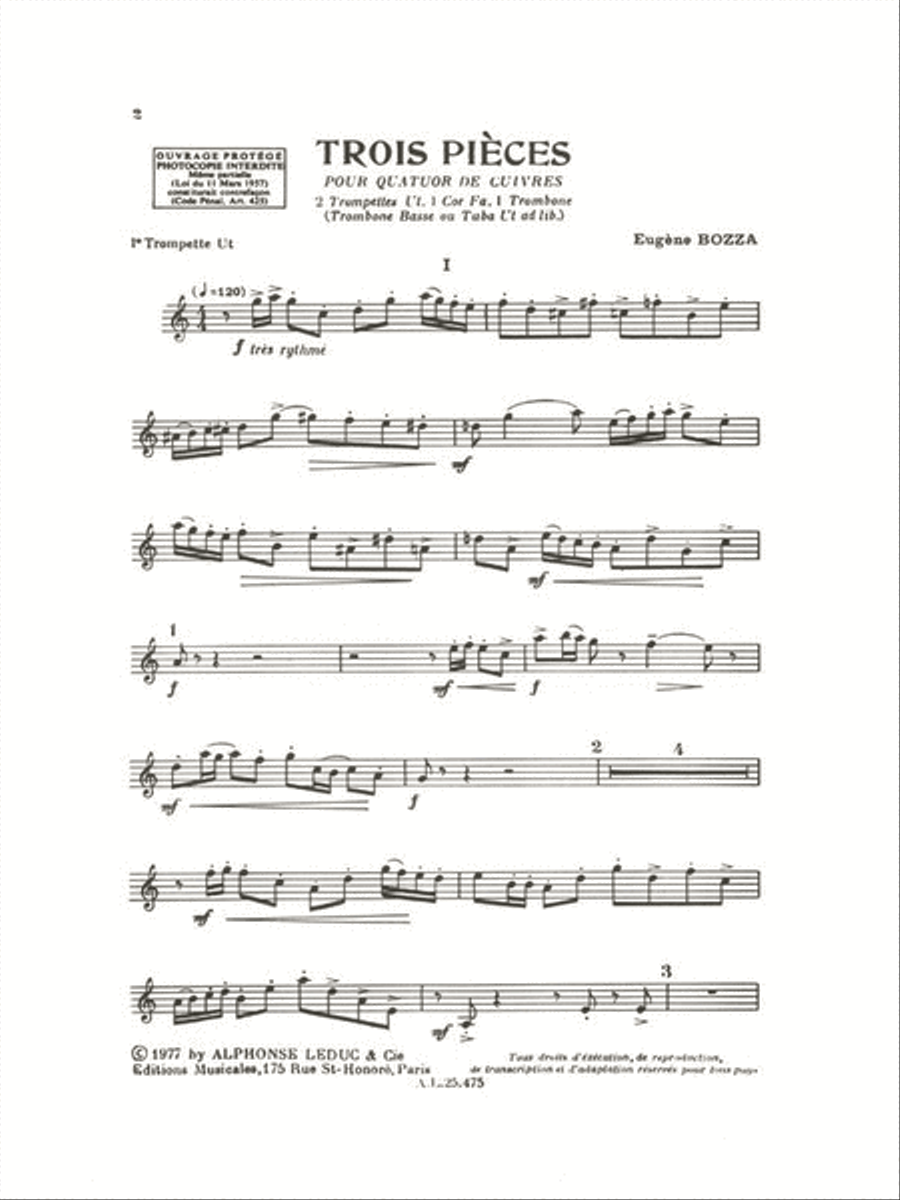 3 Pieces (quartet-brass) School and Community scores gallery preview page 2