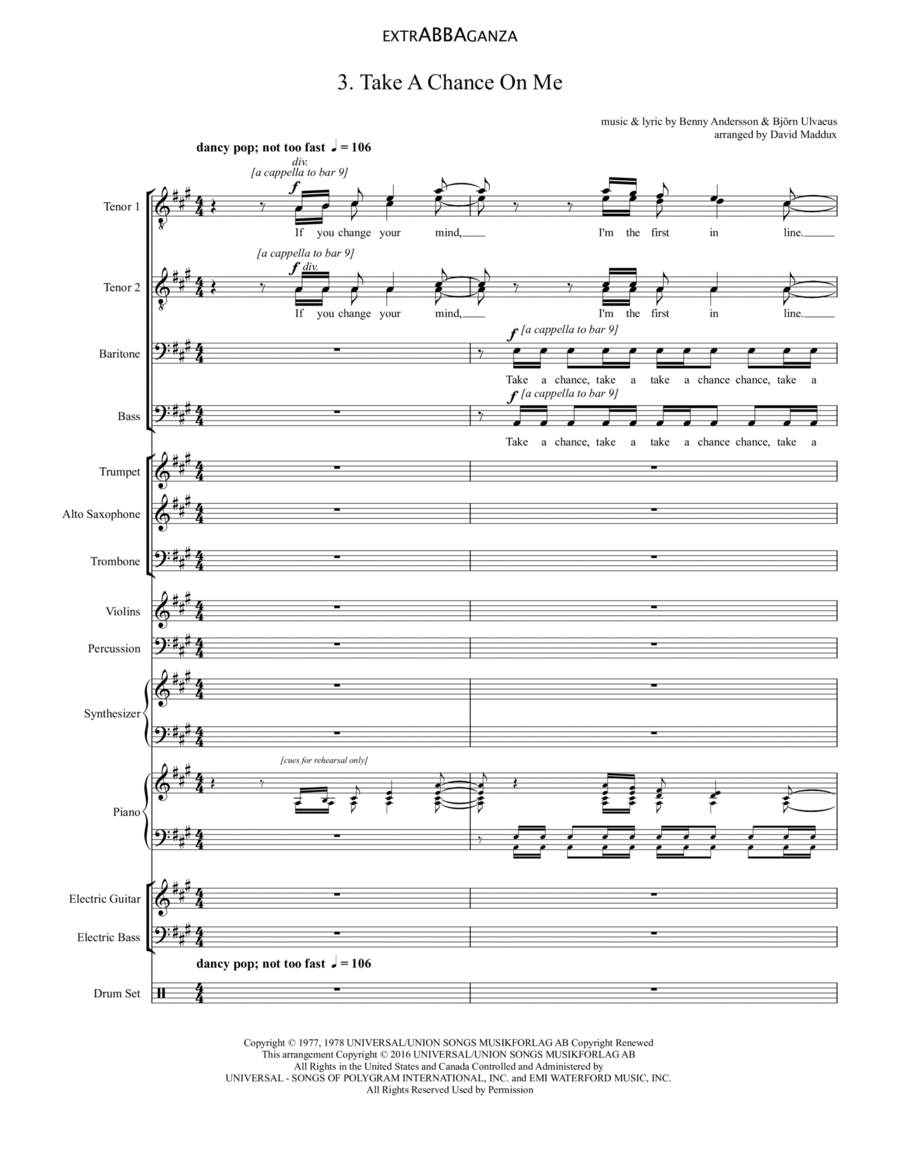Take A Chance On Me Large Ensemble scores gallery preview page 1