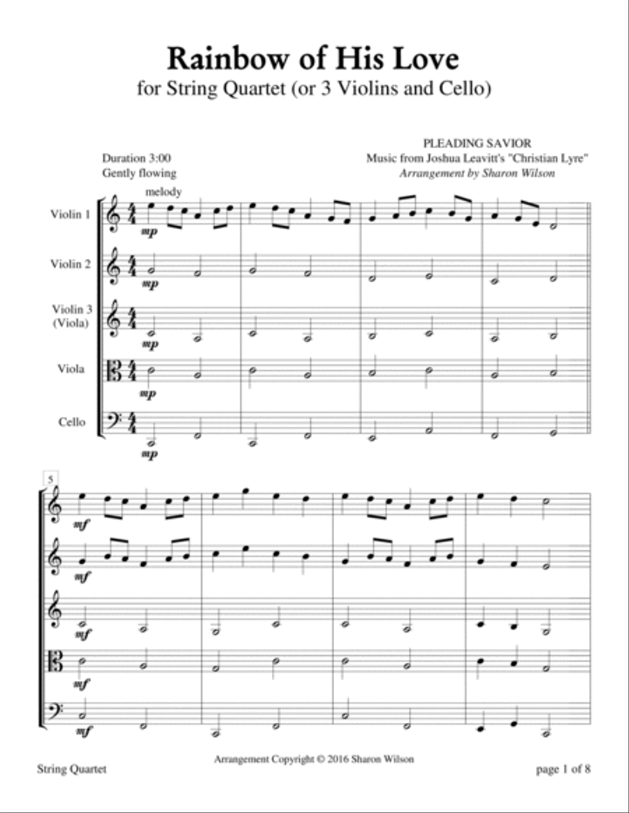 Rainbow of His Love (for String Quartet) String Quartet scores gallery preview page 5