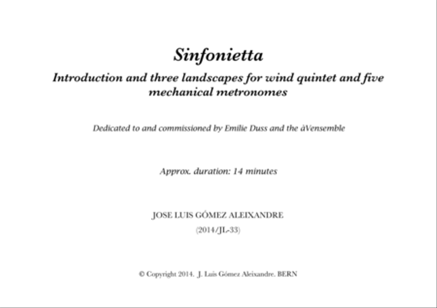 Sinfonietta Sinfonietta Woodwind Quintet scores gallery preview page 1
