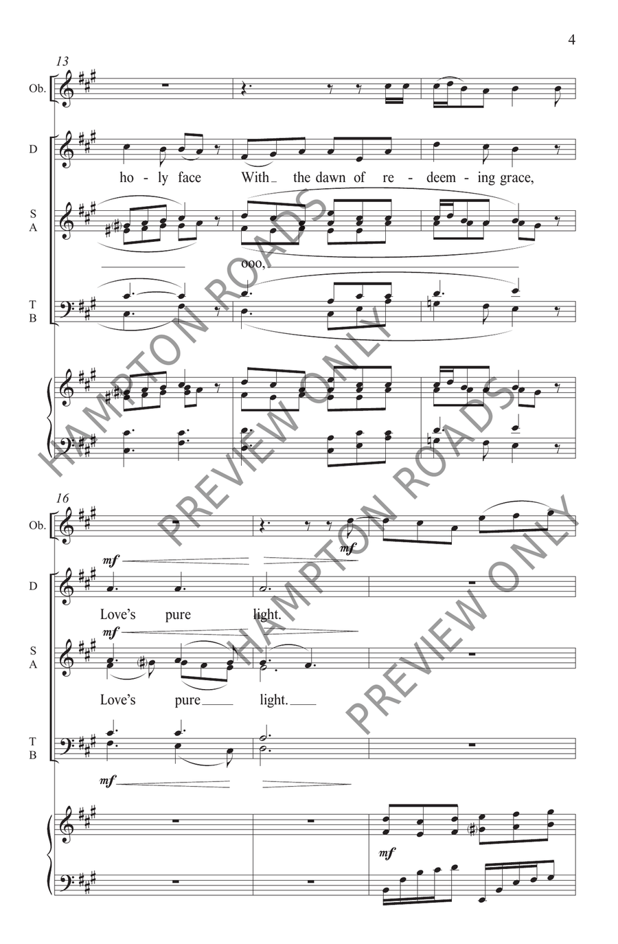 Love's Pure Light, Silent Night (SATB) 4-Part scores gallery preview page 5