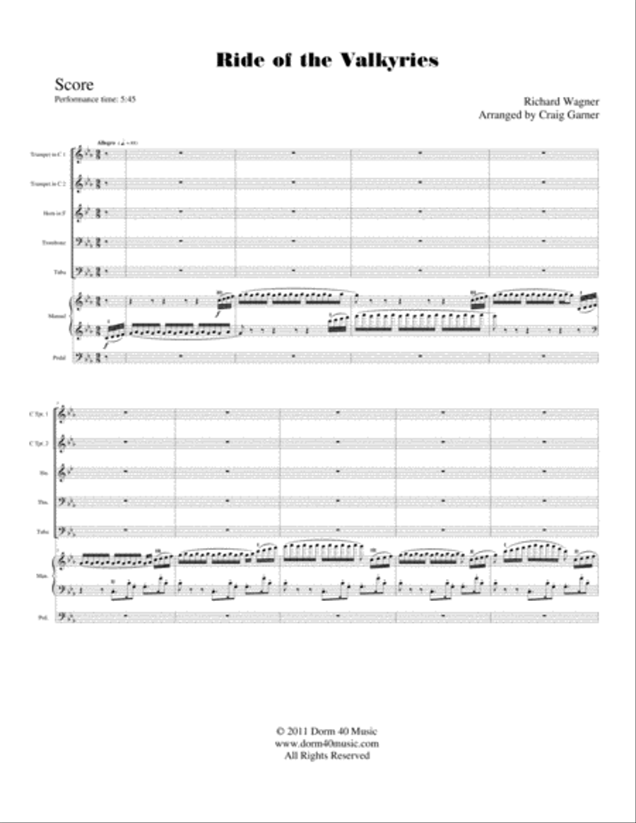 Ride of the Valkyries (for Brass Quintet and Organ) Brass Ensemble scores gallery preview page 2