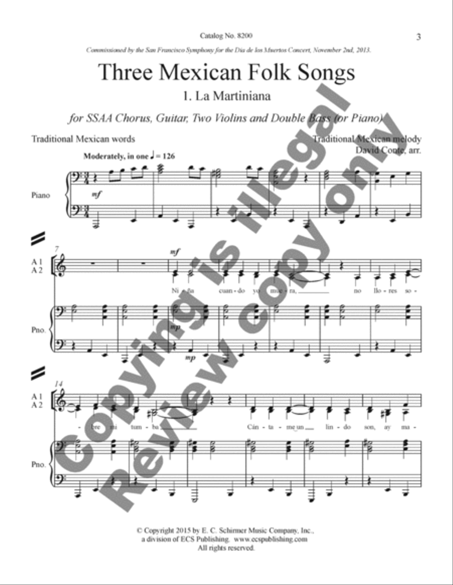 Three Mexican Folk Songs: 1. La Martiniana SSAA scores gallery preview page 11
