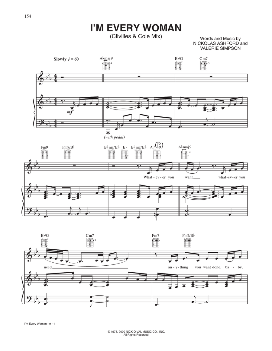 I'm Every Woman Piano, Vocal, Guitar scores gallery preview page 1