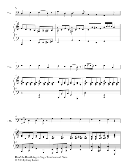 HARK! THE HERALD ANGELS SING (Duet – Trombone and Piano/Score and Parts) image number null