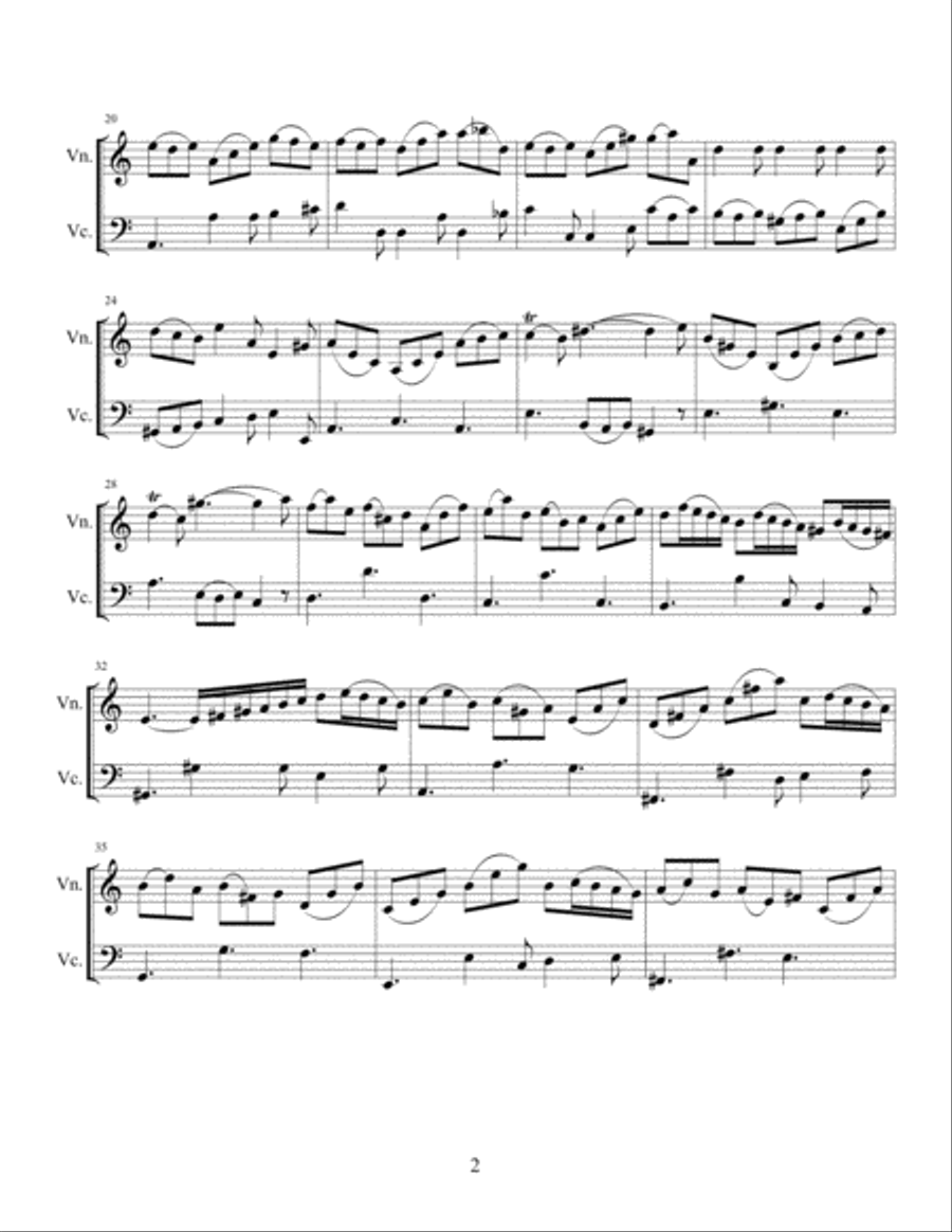 Violin Concerto in A Minor, BWV 1041 Third Movement String Duet scores gallery preview page 3