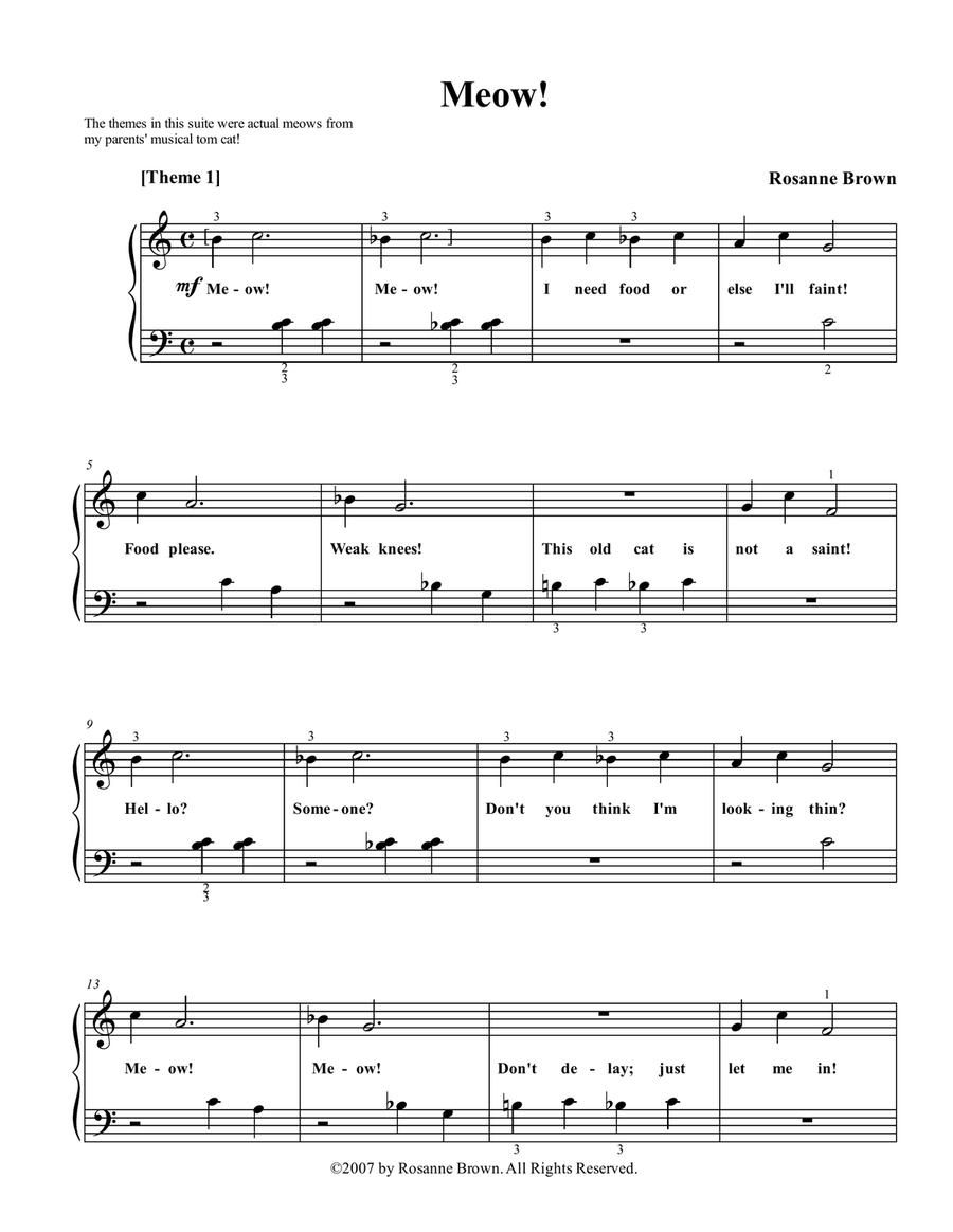 Cat's Meow Suite Easy Piano scores gallery preview page 1
