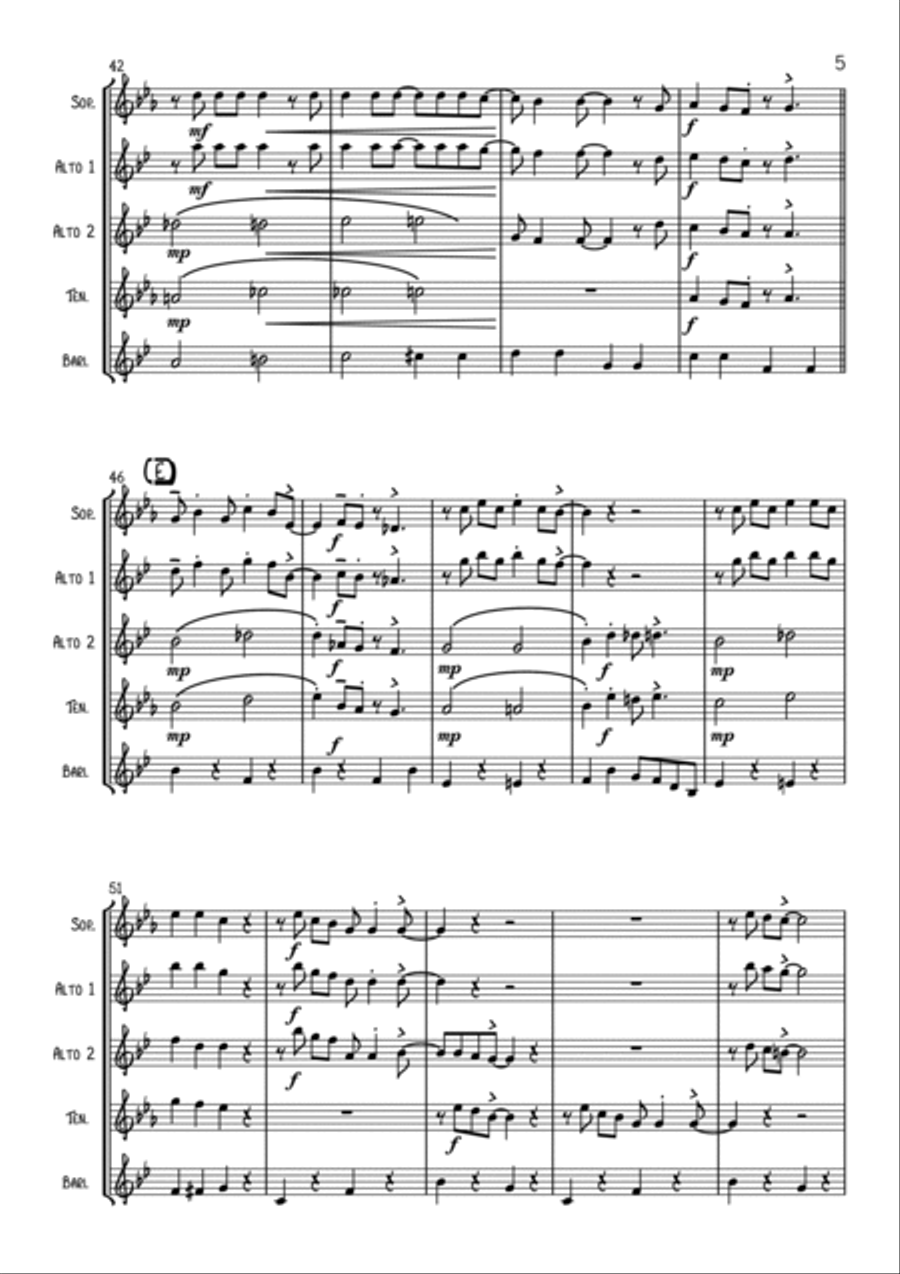 You've Got A Friend In Me Saxophone Quartet scores gallery preview page 5