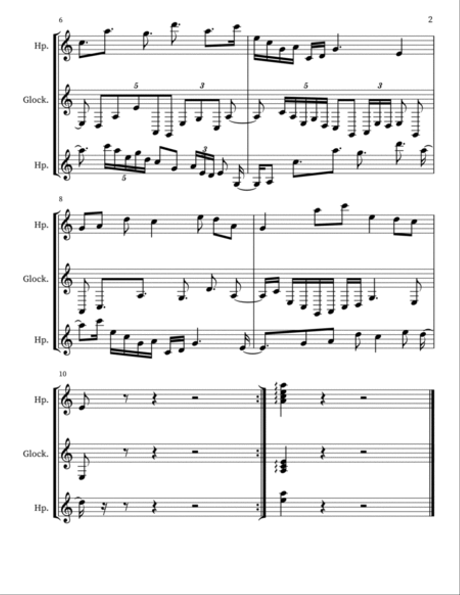 Z 174 for harps & glockenspiel Glockenspiel scores gallery preview page 2