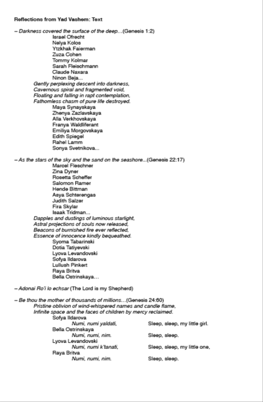 Reflections from Yad Vashem (Vocal Score) SSAA scores gallery preview page 2