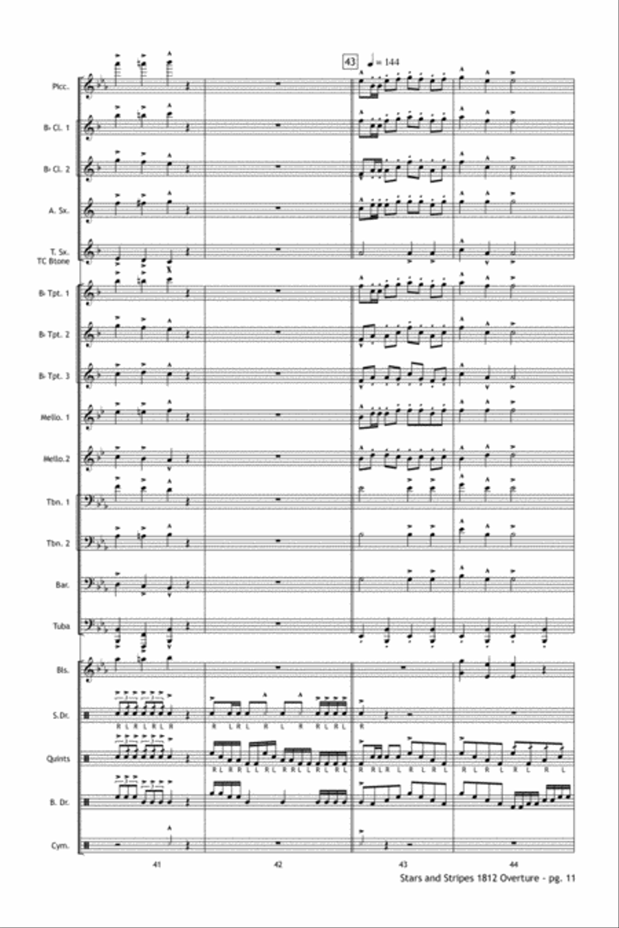 Stars and Stripes 1812 Overture Marching Band scores gallery preview page 12
