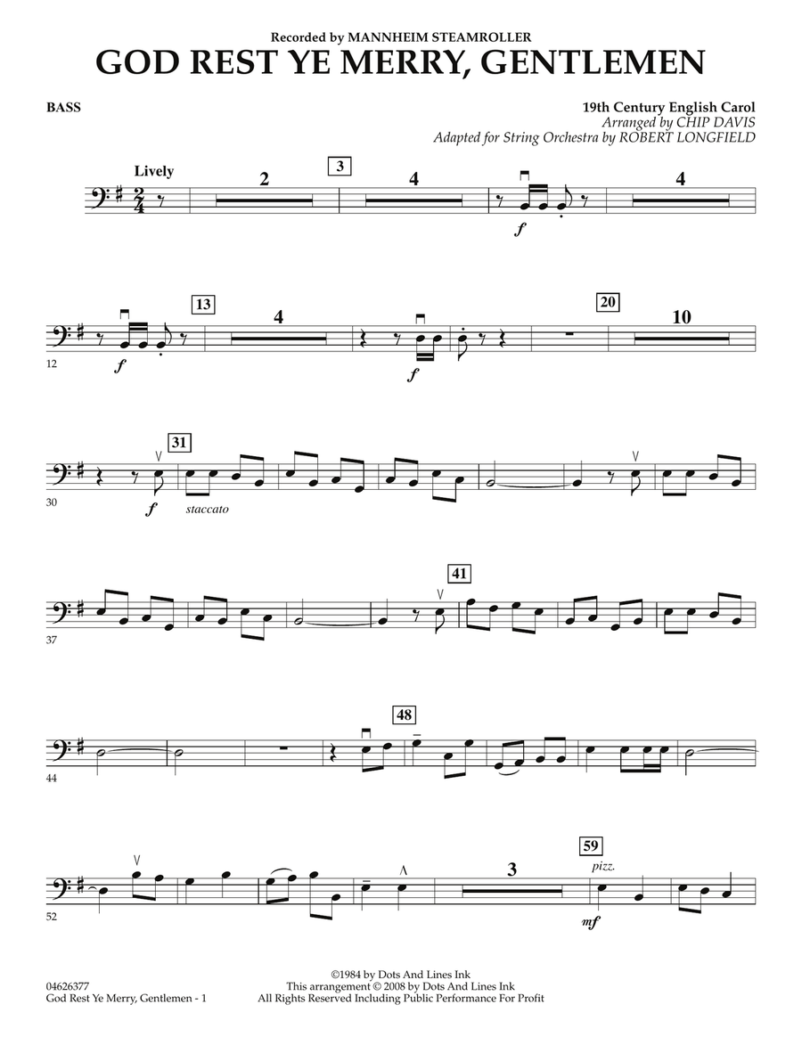 God Rest Ye Merry, Gentlemen - Bass Orchestra scores gallery preview page 1