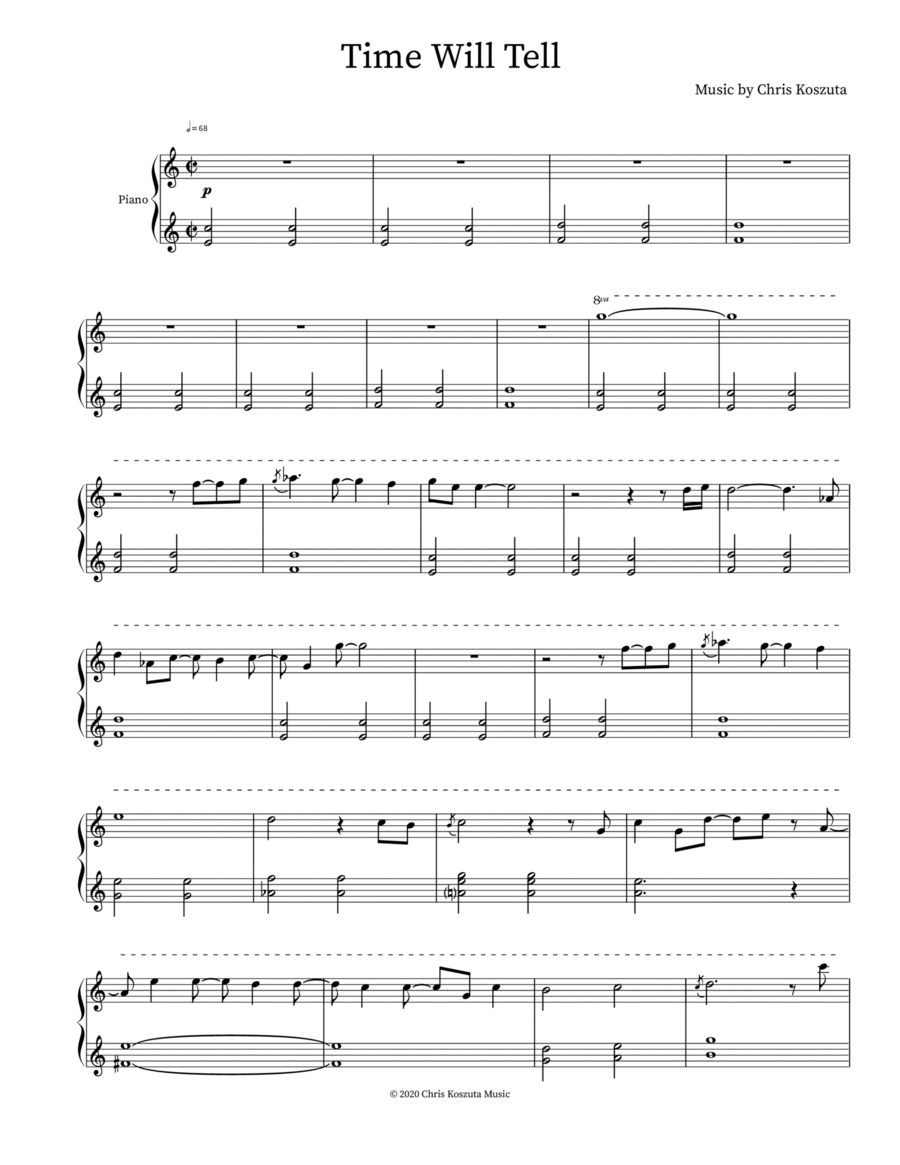Time Will Tell Piano Solo scores gallery preview page 1