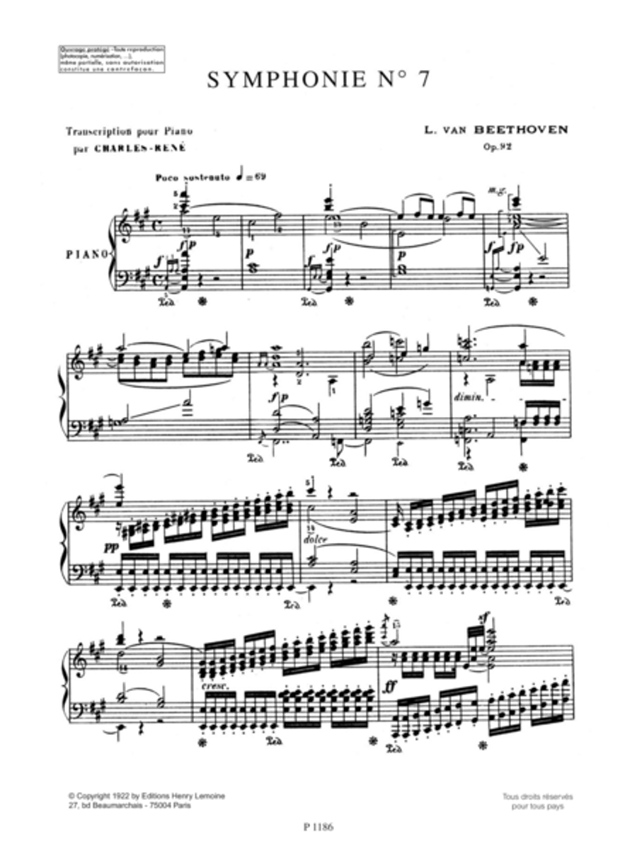Symphonie No. 7 en La maj. Op. 92 Piano Solo scores gallery preview page 2