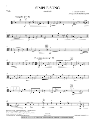 A Simple Song (from Mass) - Viola