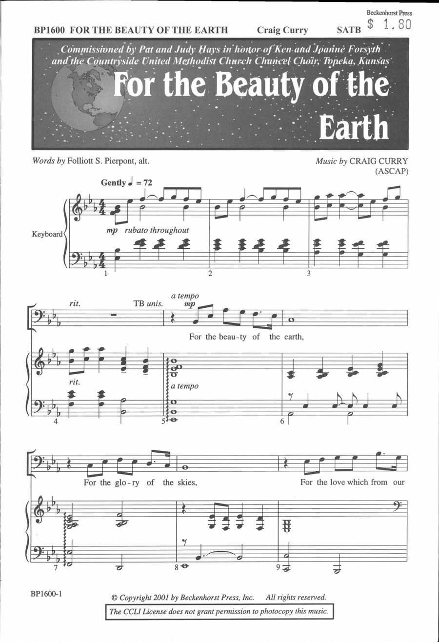 For the Beauty of the Earth (Curry) 4-Part scores gallery preview page 2