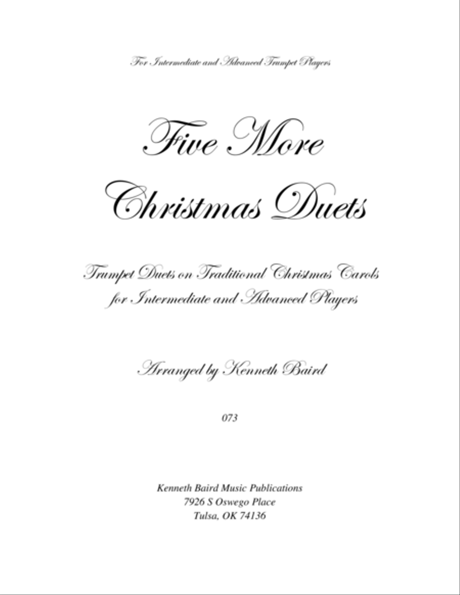 Five More Christmas Duets for Trumpets Trumpet Duet scores gallery preview page 1