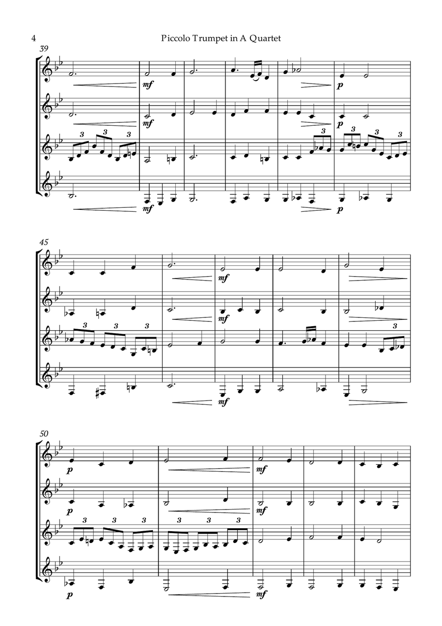 Bach Jesu, joy of man's desiring for Piccolo Trumpet in A Quartet Brass Ensemble scores gallery preview page 5