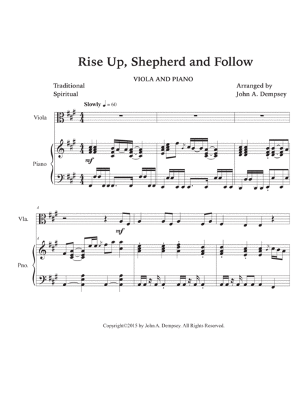 Rise Up Shepherd and Follow (Viola and Piano) image number null