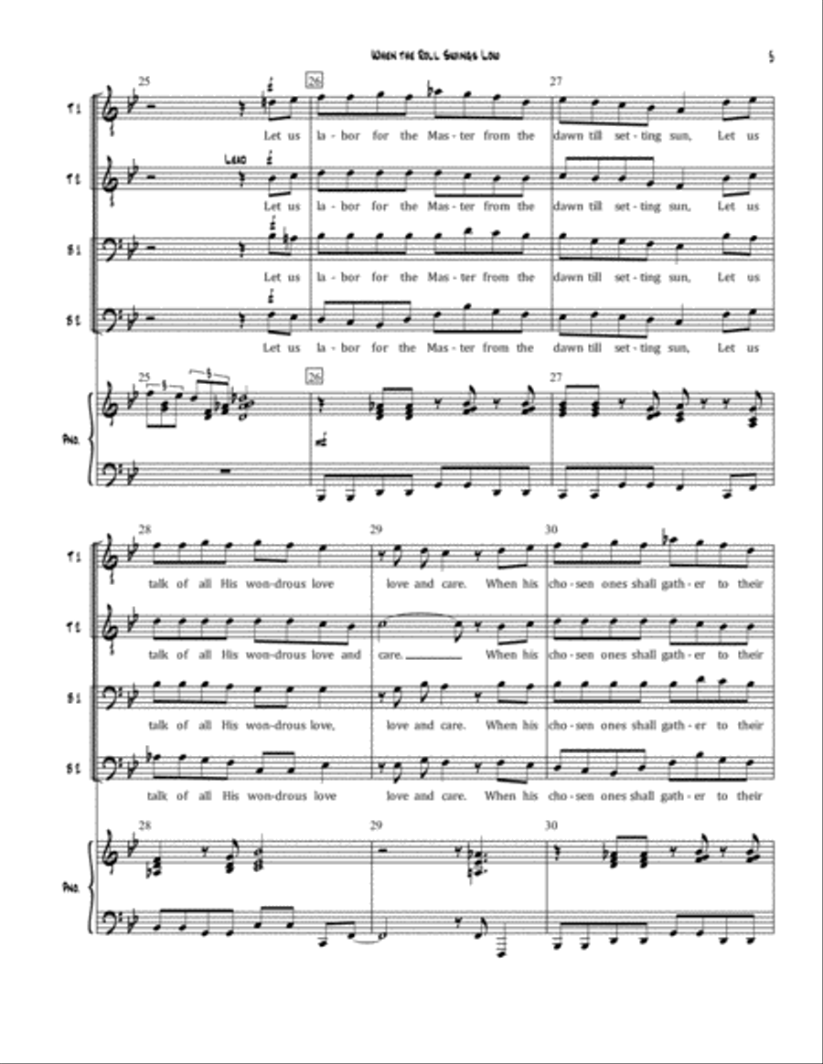 When the Roll Swings Low for Men's Quartet and Piano TTBB scores gallery preview page 5