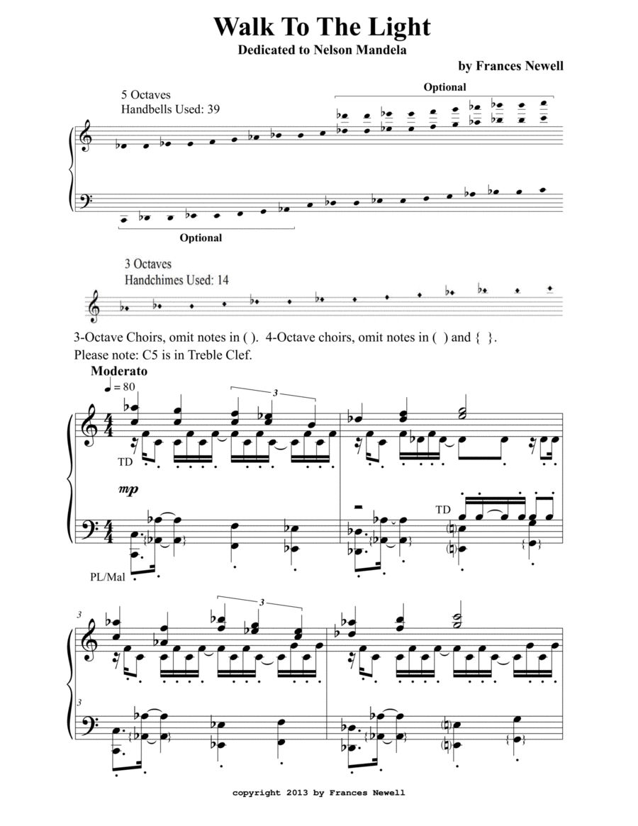 Walk to the Light-for Handbells-optional Chimes - Score Only Handbell Choir scores gallery preview page 1