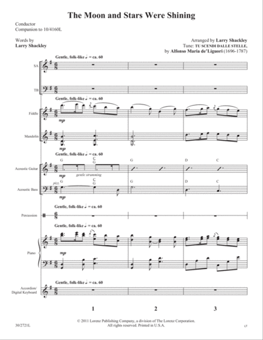 The Moon and Stars Were Shining - Instrumental Score and Parts Violin scores gallery preview page 1