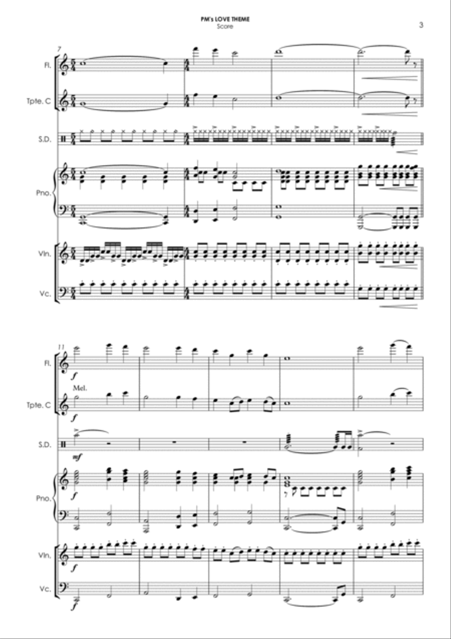 Pm's Love Theme Small Ensemble scores gallery preview page 3