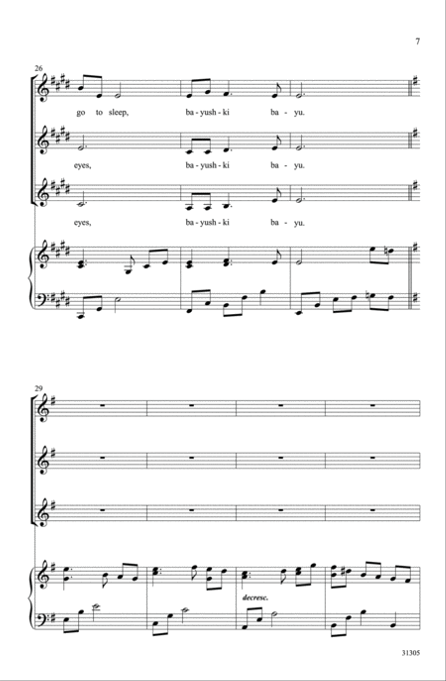 Bayushki Bayu (A Russian Lullaby) SSA scores gallery preview page 5