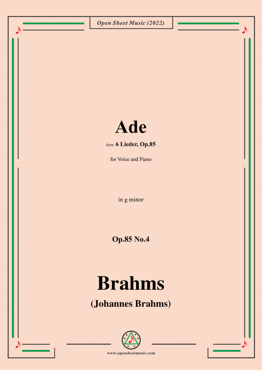 Brahms-Ade,Op.85 No.4 in g minor