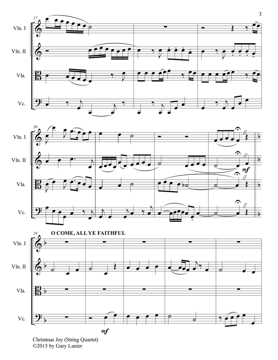 Gary Lanier: CHRISTMAS JOY (String Quartet/Score and Parts) String Quartet scores gallery preview page 5