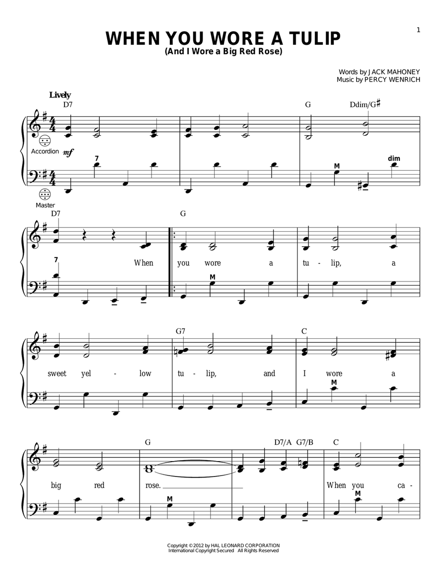 When You Wore A Tulip (And I Wore A Big Red Rose) Accordion scores gallery preview page 1