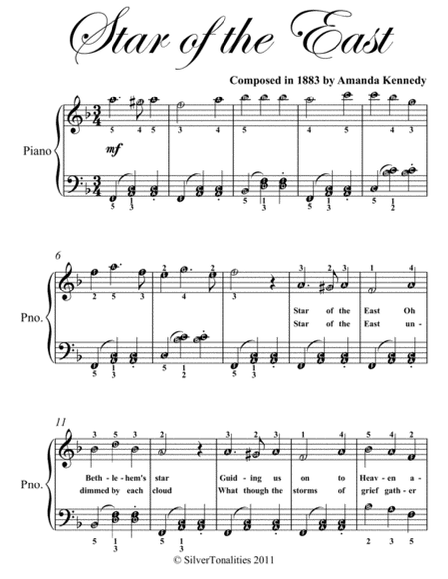 Star of the East Elementary Piano Sheet Music