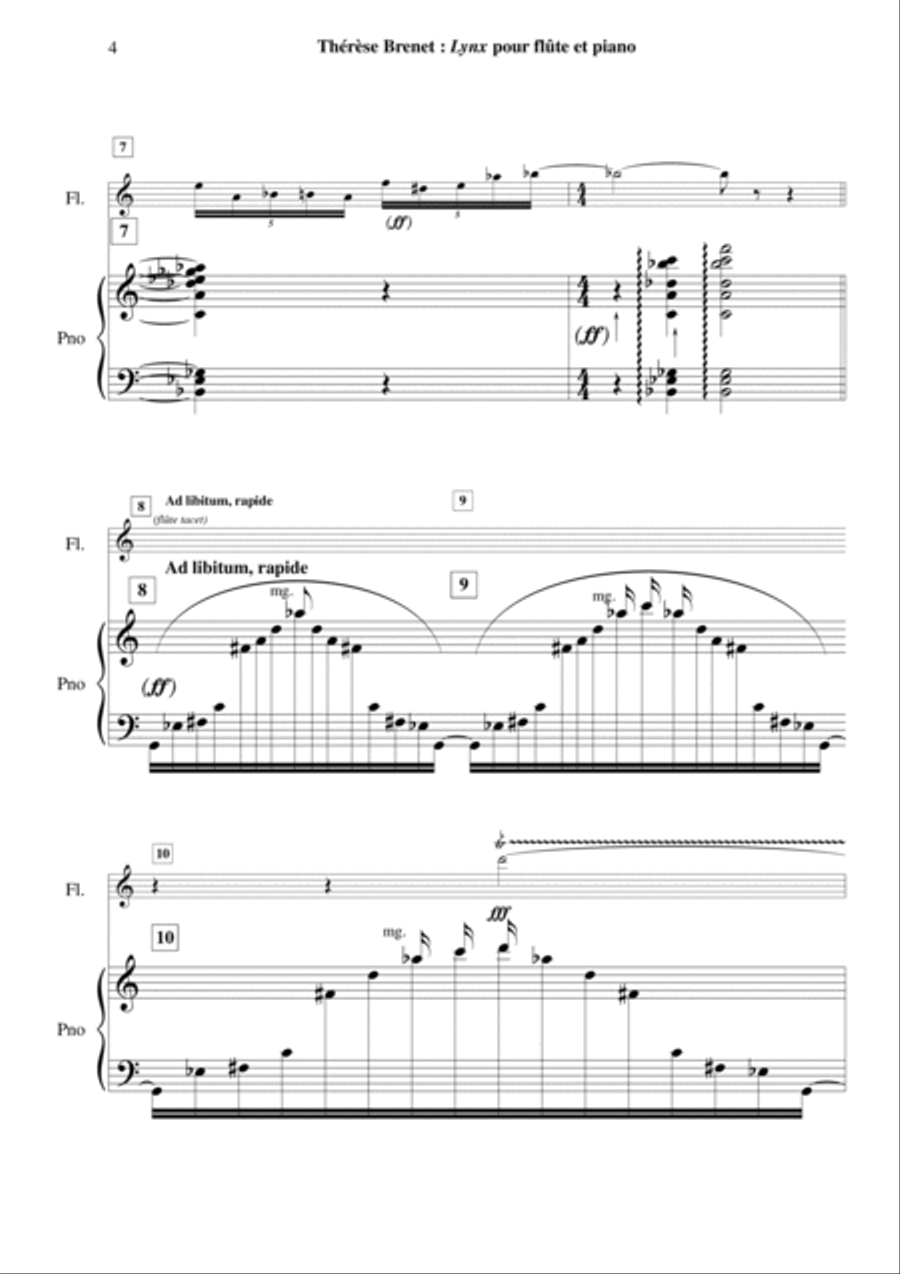 Therese Brenet : Lynx for flute and piano Flute Solo scores gallery preview page 4