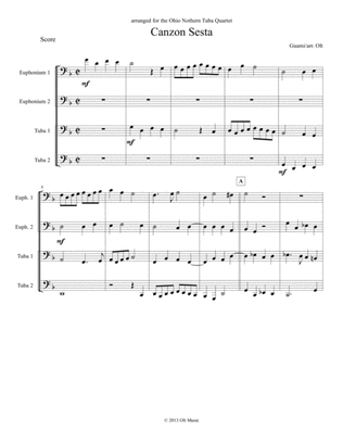 Book cover for Canzon Sesta for tuba quartet