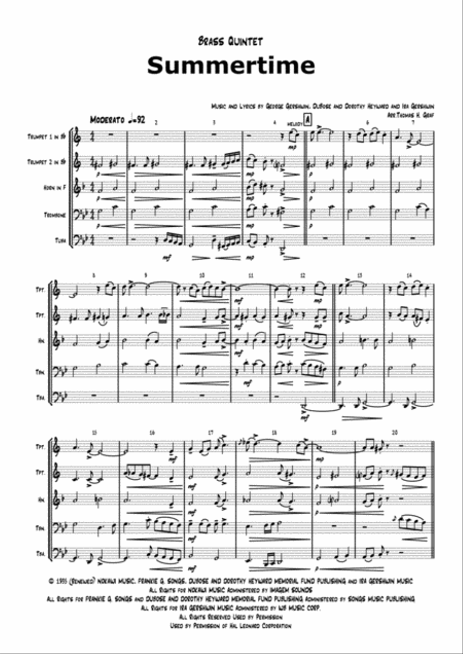 Summertime Euphonium scores gallery preview page 1