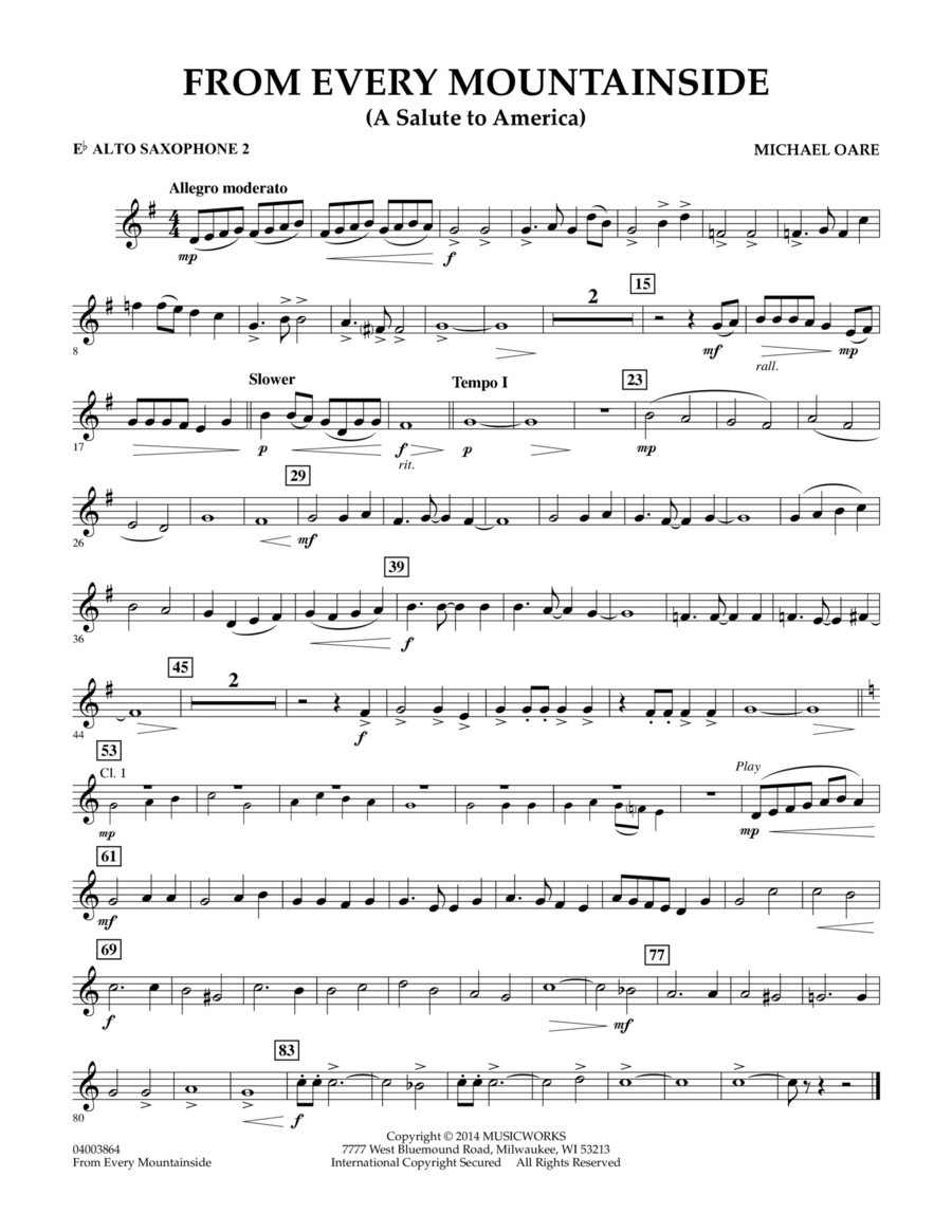 From Every Mountainside (A Salute to America) - Eb Alto Saxophone 2 Concert Band scores gallery preview page 1