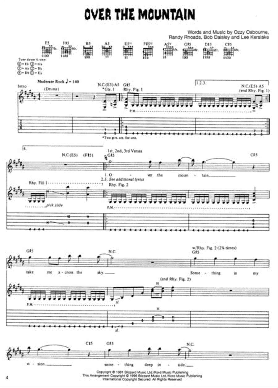 Ozzy Osbourne – Diary of a Madman Electric Guitar scores gallery preview page 2