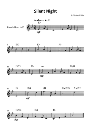 Silent Night - French horn solo with chord symbols