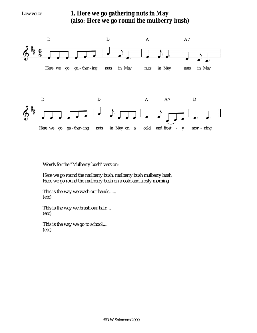 Ten nursery rhymes high voice, medium voice or low voice with guitar chords Acoustic Guitar scores gallery preview page 2
