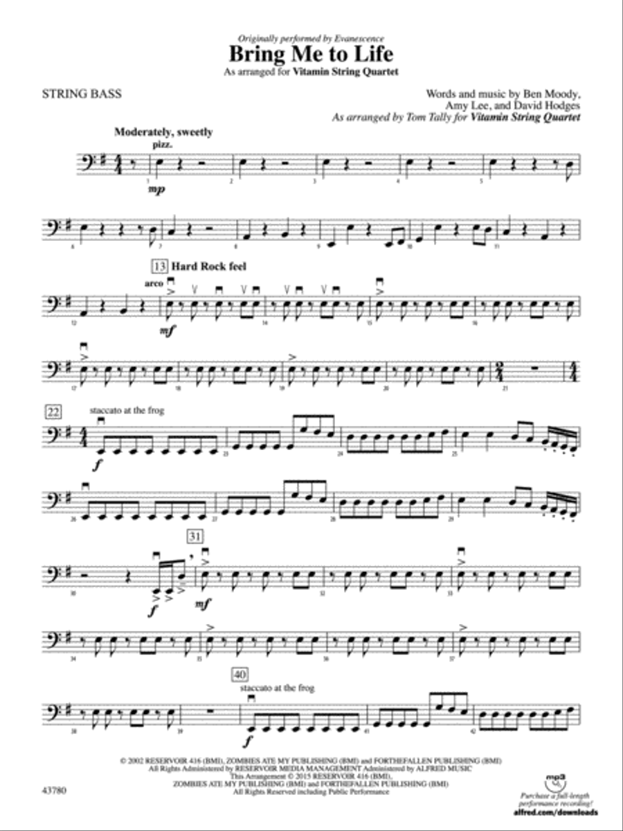 Bring Me to Life: String Bass String Orchestra scores gallery preview page 1