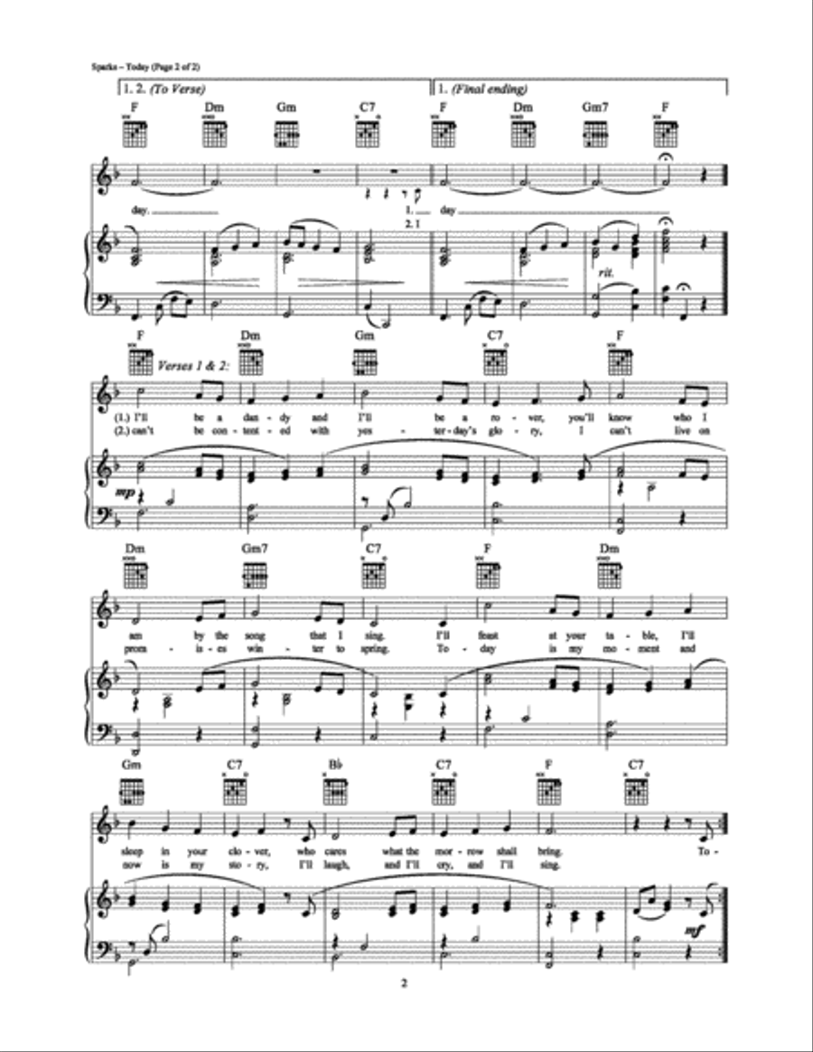 Today Piano, Vocal, Guitar scores gallery preview page 2